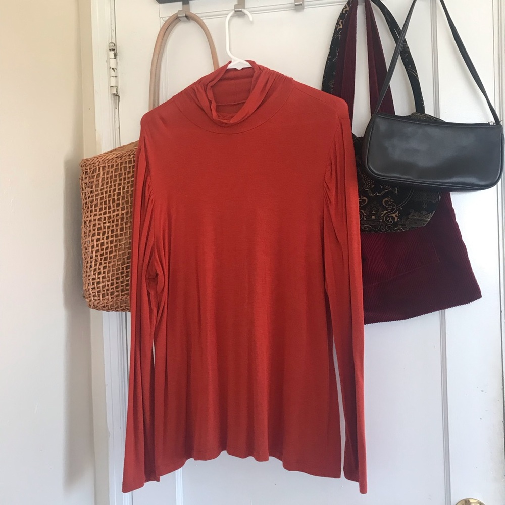 burnt orange mock neck long sleeve XL